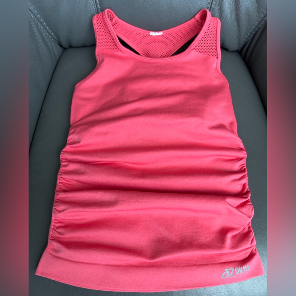 DKNY SPORT Vibrant Coral Tank STRETCHED Top SIZE S - Picture 10 of 11